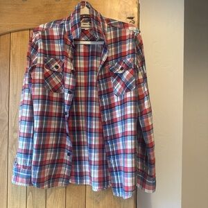Edgevale Plaid Flannel Shirt - size Small- Red, Blue, White